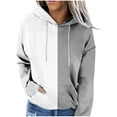 thumbnail image 1 of KIHOUT Fashion Hoodies for Women Long Sleeve Colorblock Printing Pullover Loose Drawstring Hooded Fall Winter Sweatshirts with Pocket, Size S-3XL, 1 of 4