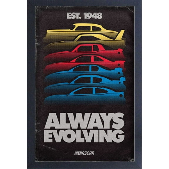 NASCAR Always Evolving Indy Stock Car Racing Chevy Wall Decor Poster - 12x18 Inch Laminated Poster - Stunning Detail and Bold Colors