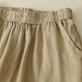thumbnail image 4 of VERUGU Capri Pants for Women Fashion Elastic Waist Capris Loose Casual Cotton Linen Print Cropped Pants Khaki XL, 4 of 5