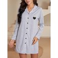 thumbnail image 5 of Biezeib Women's Nightgown Sleepwear Long Sleeve Button Down Nightshirt Lapel Collar Nighty Sleep Dress, 5 of 6