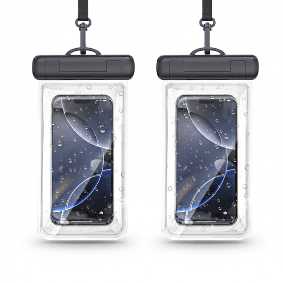 TSBIFV Waterproof Phone Pouch 2 Pack - IPX8 Cellphone Dry Bag For Swimming with Neck Strap, Beach Essentials For Cruise & Pool Travel,Black