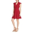 thumbnail image 2 of London Times V-Neck Ruffle Short Sleeves Back Zipper Short Crepe Dress, 2 of 3