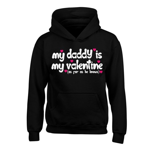 Awkward Styles Valentine's Day Hoodies for Kids My Daddy is My Valentine Hooded Youth Sweatshirt Best Dad Ever Valentine Gifts