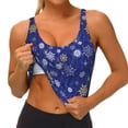 thumbnail image 3 of Fotbe Golden Snowflakes Royal Blue Sujetador Deportivo Largo sin Aros para Mujer con Almohadillas y Soporte Medio, Transpirable y Absorbente, Camiseta Tipo Chaleco o Tank Top-Large, 3 of 8