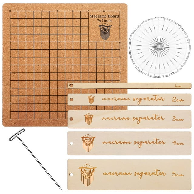 Bamboohart DIY Macrame Kit with Crochet Blocking Board and T-Pins for Weaving and Crafting Multi Color Cork 1