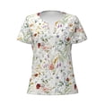 thumbnail image 3 of Naloa Wildflower Watercolor Print T-Shirts Short Sleeve V Neck Tees for Women Fashion Tops Trendy Lightweight Soft Casual Summer Outfits Clothes, 3 of 5