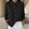 thumbnail image 6 of Sahpxhe Womens Cardigan Sweaters Loose Collared Long Sleeve Button up Knit Cardigan Casual Warm Sweater Coat for Fall Black M, 6 of 6