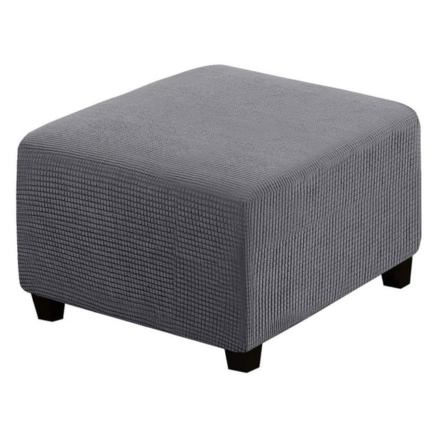 Dosaele Jacquard Stretch Square Ottoman Slipcover Footstool Cover Furniture Protector Ottoman Cover Size Large&Extra Large