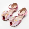 thumbnail image 2 of Gubotare Kids Dress Shoes Girls Girls Dress Shoes Toddler Kids Heels Sandals Ankle Strap Wedding Party Girl Shoes (Pink,Big Kids 3.5), 2 of 6