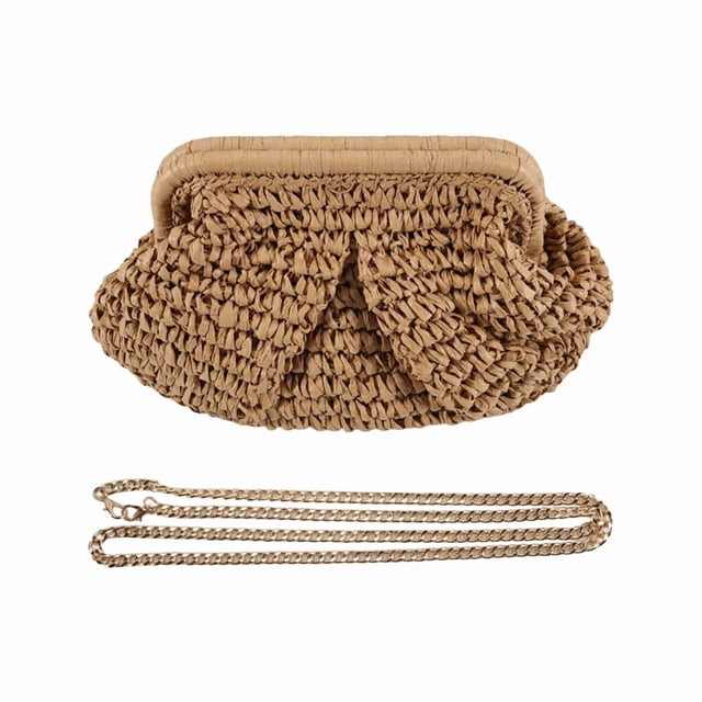 Bolso de Paja para Mujer Bolsa Bola Masa Nube Hombro Tipo Bandolera Tejido Playa Verano