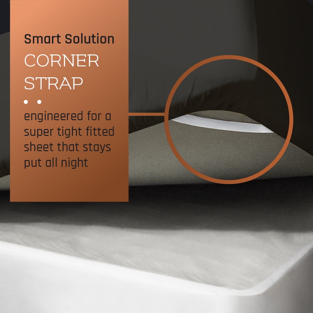 21” Extra Deep Pocket Ultra Soft Fitted Sheet with Corner Straps King Black
