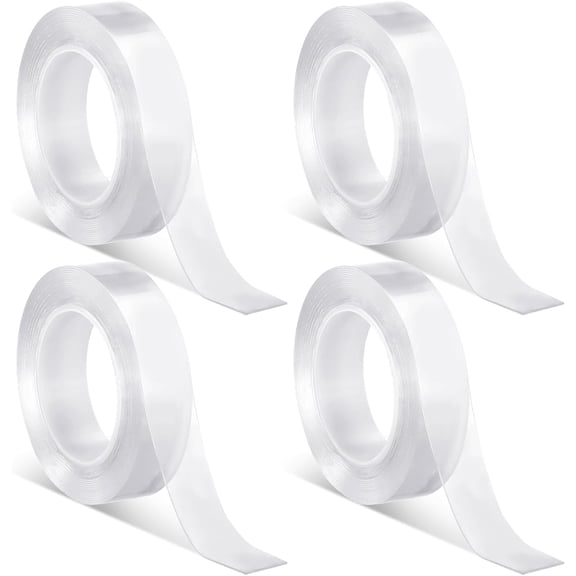 Clear Curtain Glide Tape 0.59 Inch x 9.84 ft Curtain Slide Tape Drapery Ring Shower Curtain Rod Cover Adhesive Drapery Tape for Hooks Curtain Rod