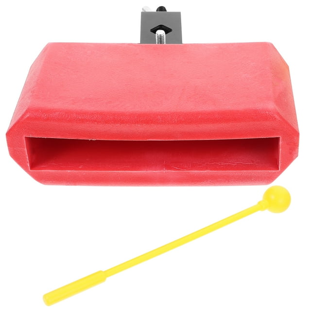 Portable Drum Percussion Accessory with Cow Bell Durable Plastic Latin Musical Instrument 1 Set Red