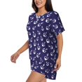 thumbnail image 3 of Womens Pajama Sets With Pocket, White anchor navyblue cute Lounge Sets Short Sleeve Sleepwear PJ Sets for Women, 3 of 6