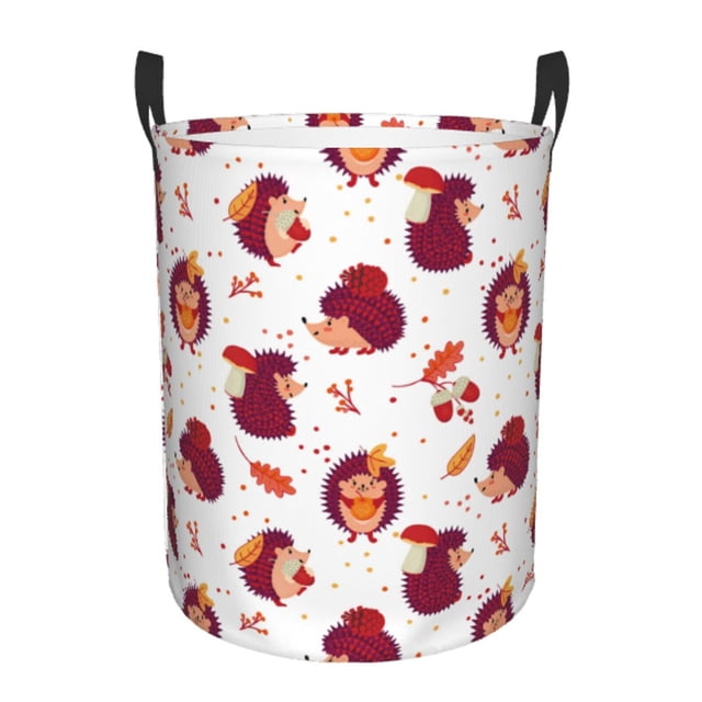 Fotbe Cartoon Hedgehogs Cesto de Ropa con Asas, Cesto Impermeable de Gran Capacidad, Bolsa de Lavado para Dormitorio, Cesto de Ropa con Ruedas y Asas-Medium