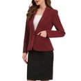 thumbnail image 4 of BLAZERS CHIC INSPIRADORES PARA MUJERES CASUAL DE NEGOCIOS CON UN BOTÓN DELANTE MANGAS LARGAS CHAQUETAS DE OFICINA CON ALMOHADILLAS EN LOS HOMBROS L ROJO VINO, 4 of 6