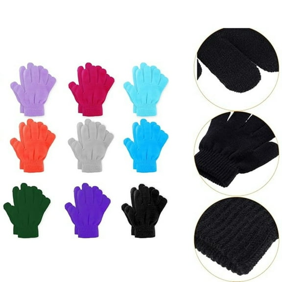 Bulk Full Finger Knitted Gloves,QZS Reusable Warm Mittens for Outdoor,Set of 12 Multicolor Durable Warm Finger Gloves for Oudtoor Use