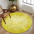 thumbnail image 2 of Round Rug 6Ft Washable Non-Slip, Boho Flowers Circle Area Rugs for Living Room Bedroom, Yellow Floral Vintage Bohemian Watercolor Indoor Floor Mats Carpet Runner for Home Decor Aesthetic, 2 of 8