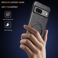 thumbnail image 3 of Magnetic Case Designed for Google Pixel 7A, [Wireless Charging Compatible] [Camera Lens Protection] Classic Luxury PU Leather Non-Slip Slim Shockproof Cover for Google Pixel 7A, Gray, 3 of 11