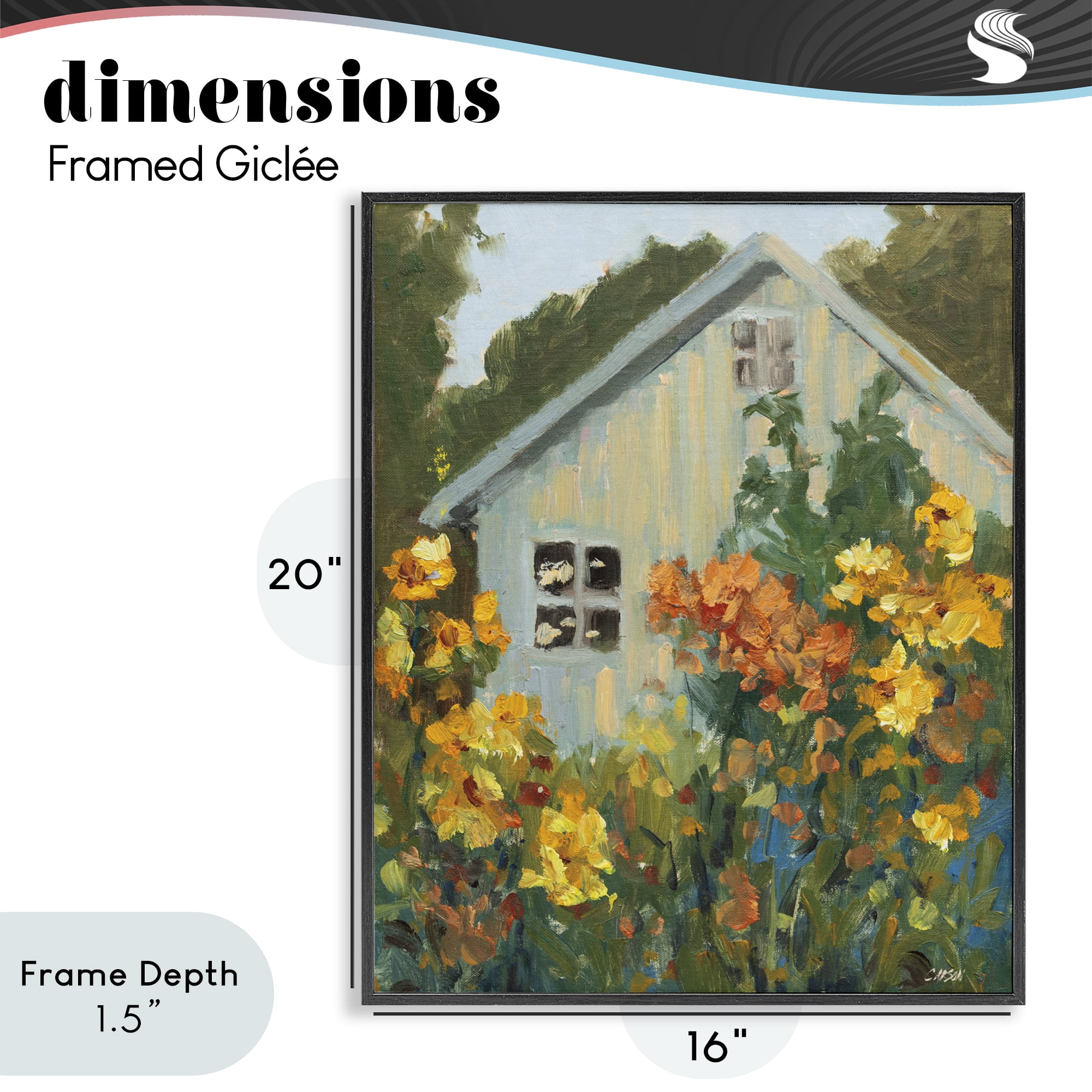 Stupell Industries Sunlit Cottage Garden View Black Framed Giclee Art, design by Carson Overstreet