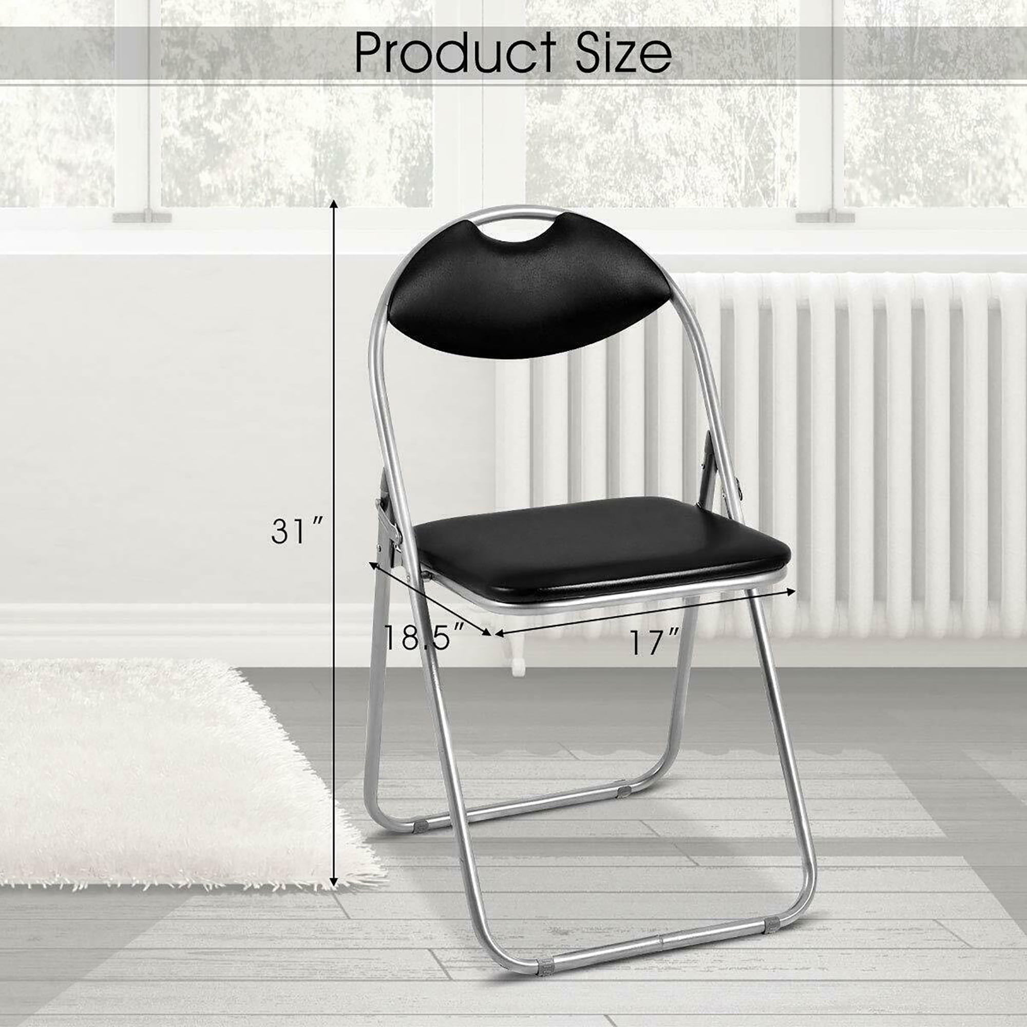 Giantex Folding Chairs, with Padded Seats, Sturdy Metal Frame, Floor  Protectors, Space Saving Design, Foldable Dining Desk Chairs for Small  Apartment, Extra Guests, Black, Welcome to consult 