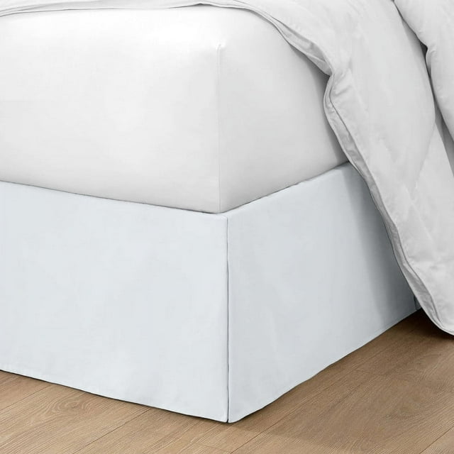 Pleated Bed Skirt Easy Fit 12" inch Drop | Microfiber Made | Decorative Short King Size Bedskirt | White
