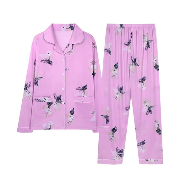 Karight Pajamas Set for Womens 2 Piece Cotton Plaid Pjs Outfit Long Sleeve Sleepwear Soft Button Down Lounge Set with Pockets