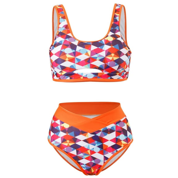 Zuesphe Womens Swimsuits Tummy Control Bikini Womens Bathing Suits 2 Piece High Waisted Swimwear for Women Tummy Control One Piece Beachwear Women Petite Vintage