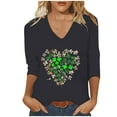 thumbnail image 2 of Meichang St Patricks Day Shirts for Women V Neck 3/4 Length Sleeve Women Tops Shamrock Graphic Tees Crew Neck Casual Irish Tops, 2 of 5