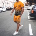 thumbnail image 2 of toraway Costume Homme Coupe Régulière 42R Costume Décontracté Homme Grande Taille Manches Courtes Col Rond Ensemble Sport Décontracté Petit Imprimé Noix de Coco L, 2 of 4