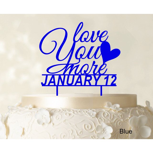 Love You More Wedding Cake Topper Personalized Blue Cake Topper Cake Decorations Color Option Available 6-7 Inches Wide