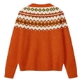 thumbnail image 3 of Huowey Women Halloween Cardigan Sweaters Fair Isle Knit Button Up Cardigans Long Sleeve Crew Neck Stylish Festival Coats,Orange,S, 3 of 4