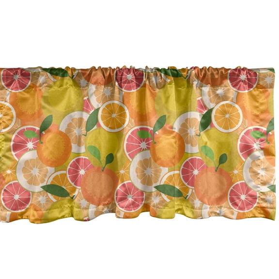 Ambesonne Tangerine Window Valance, Fresh Tasty Citrus Fruit, 54" X 18", Multicolor