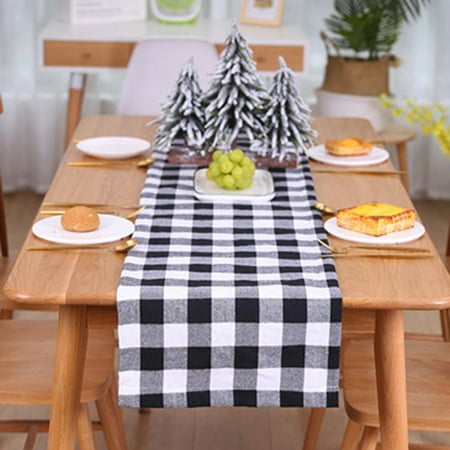

Christmas Grid Table Runner Placemat Tablecloth Soft Pad Wedding Party Decor Black Cloth