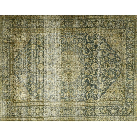 Ahgly Company Machine Washable Indoor Rectangle Traditional Antique Bronze Green Area Rugs, 8' x 10'