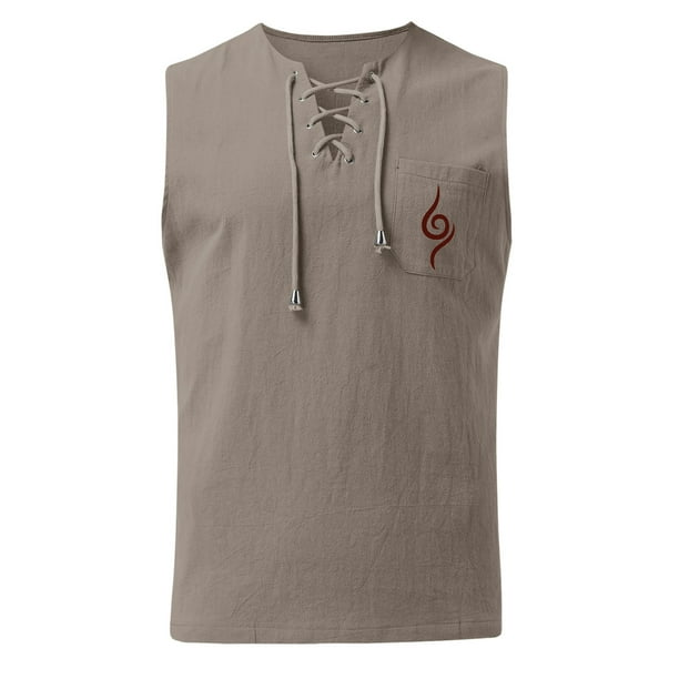 pstuiky Camiseta sin mangas para hombre, Camiseta sin mangas con estampado de color liso y bolsillo con cordón de verano para hombre Tops elegantes para mujer xl