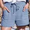thumbnail image 4 of Women'S High Waist Tie Front Loose Wide Leg Shorts with Pockets Casual Summer Light Blue M, 4 of 8