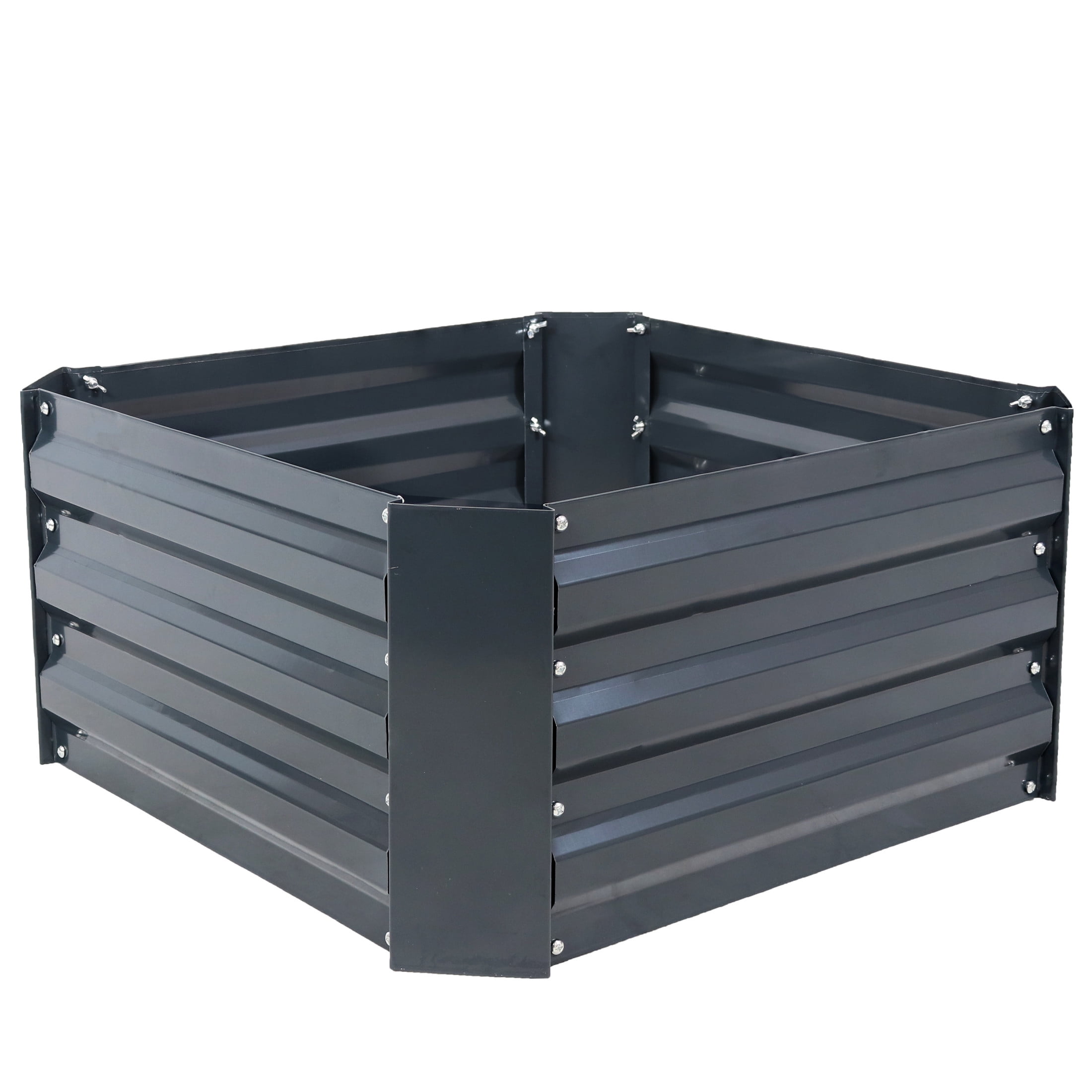 Sunnydaze 24" x 24" x 11.75" Square Dark Gray Galvanized Steel Raised Garden Bed