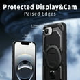 thumbnail image 3 of Designed For iPhone 16e Phone Case,With 360° Spin Magnetic Stand Ring Kickstand,Fit for Mag-Safe,Military Grade Shockproof Heavy Duty Dropproof Tough Rugged Phone Case,Black, 3 of 6