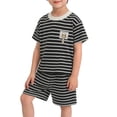 thumbnail image 6 of ITSAME Boys Summer Outfit 2-Piece Striped Round Neck Top & Shorts Kids Loose Casual Set Black Size 5T, 6 of 6