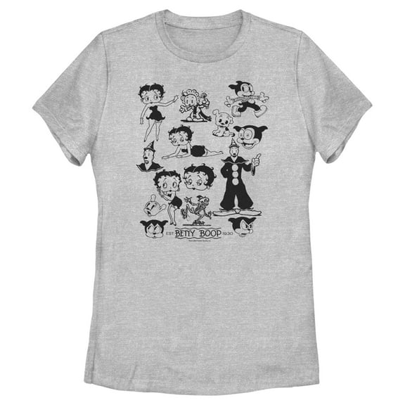 Women's Betty Boop Retro Character Collage  Graphic Tee Athletic Heather 2X Large