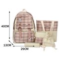 thumbnail image 3 of Mochila Mujer Bolsa 5 unids/set mochila de mujer moda lindo de escuela a cuadros para vacaciones (rosa) Tmvgtek Para Estrenar, 3 of 9