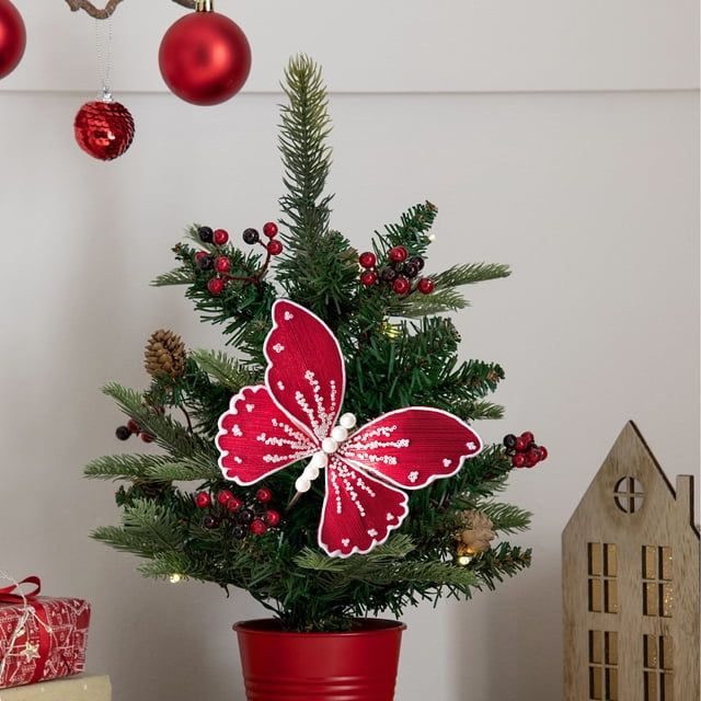 Adornos de Mariposas con Lentejuelas de Tela de Simulación para Árbol de Navidad