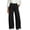 #H-Black, variant on No Boundarie Pants for Women Elastic High Waist Wide Leg Cuffed Hem Loose Casual Pull On Trousers with Side Pockets,Army Green,Size XL