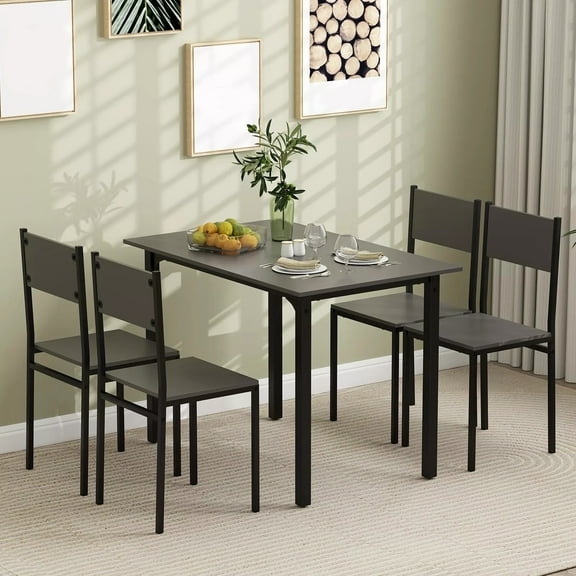 Harmijoy 5 Piece Dining Table Set Industrial Style Kitchen Table & Chairs for 4 Grey