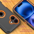 thumbnail image 3 of Misty for iPhone 17 Case Military Grade Heavy Duty Protection 3 in 1 Shockproof Armor Rugged Durable Detachable iPhone 17 6.3 inch 2025 Phone - Black+Orange, 3 of 5