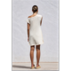 thumbnail image 4 of Vestido Minivestido de Punto Elástico con Hombros Descubiertos y Mangas para Mujer, Suelto, Liso, para Vacaciones. Cremoso M, 4 of 7