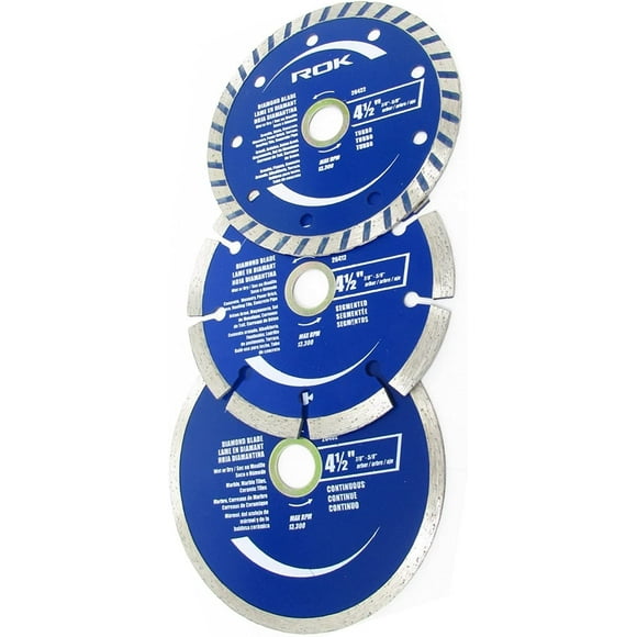 ROK 4-1/2 inch Diamond Saw Blade Set, Pack of 3