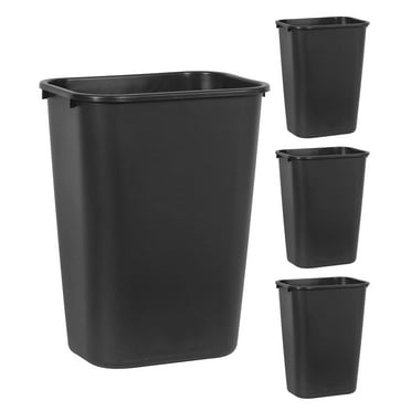 Commercial Products 41QT/10.25 GAL Wastebasket Trash Container, for Home/Office/Under Desk, Black , Pack of 4