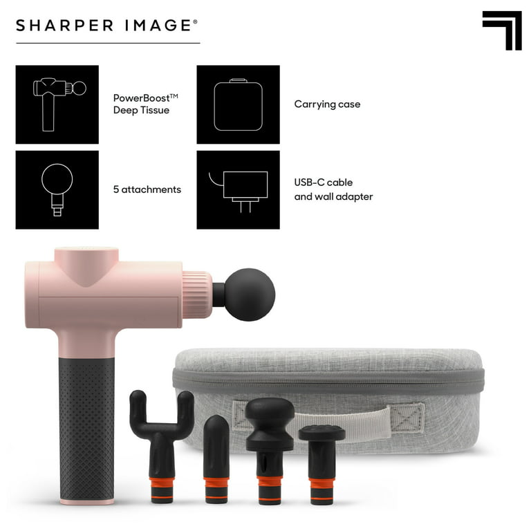 Sharper Image® Powerboost® Deep Tissue Percussion Massager Full Body  Massage Gun, with 5 Interchangeable Attachments, Blush 